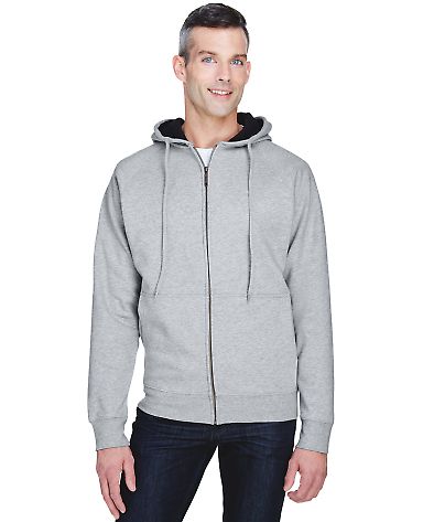 8463 UltraClub® Adult Rugged Wear Thermal-Lined F in Hthr grey/ black front view