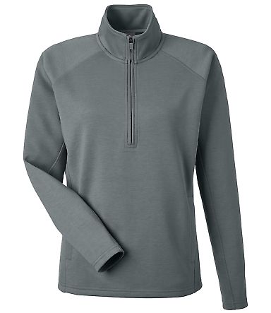 J America 8754 Women's Apex Fleece Quarter-Zip Pul in Steel front view