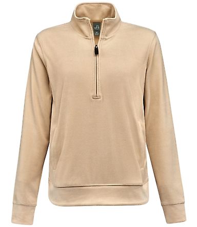 J America 8762 Women's Element Fleece Quarter-Zip in Almond front view