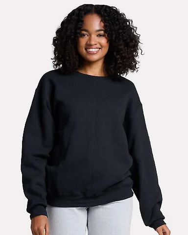 Jerzees C12MR Rugged Crewneck Sweatshirt in Black ink front view