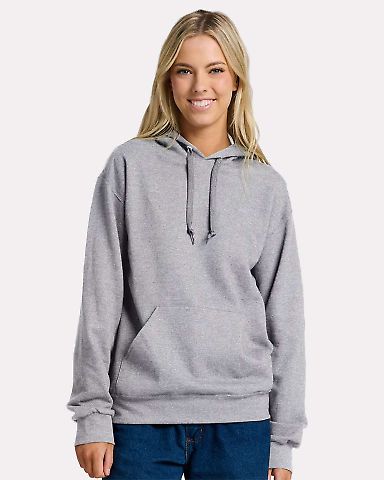 Jerzees IC49MR Ultimate CVC Hooded Sweatshirt in Athletic heather front view