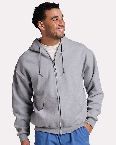 Jerzees Z12MR Rugged Full-Zip Hooded Sweatshirt in Athletic heather front view