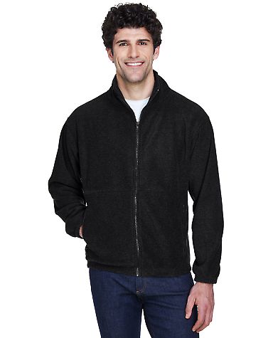 8485 UltraClub® Polyester Adult Iceberg Fleece Fu in Black front view