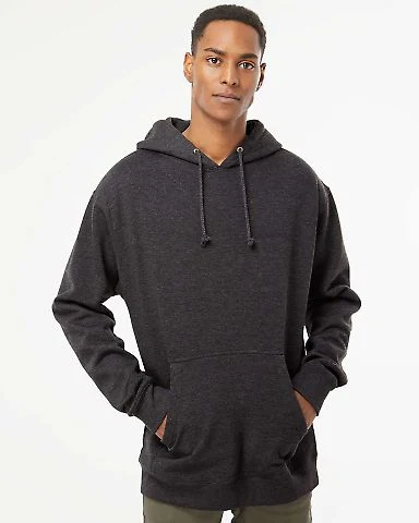 Independent Trading IND4000 Heavyweight Hooded Swe in Charcoal heather front view