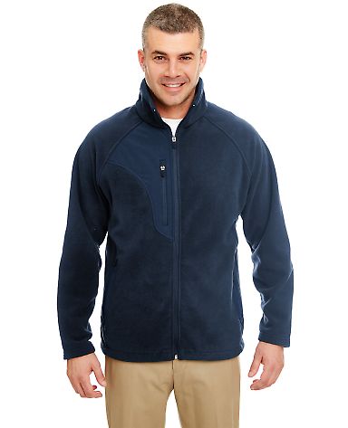 8495 UltraClub® Adult Full-Zip Polyester Micro-Fl in Navy/ navy front view