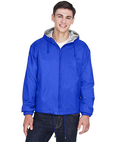 8915 UltraClub® Adult Nylon Fleece-Lined Hooded J in Royal front view