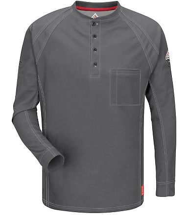 Bulwark QT20 Long Sleeve Henley in Charcoal front view