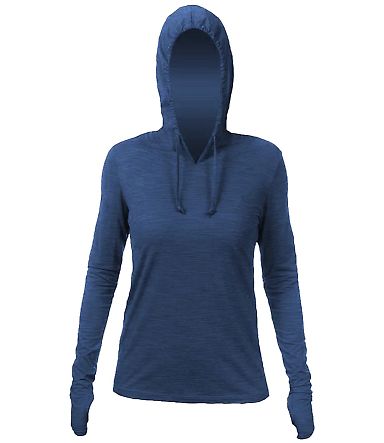 Anetik WSBRZH0 Women's Breeze Tech Hooded Long Sle in Navy heathered front view
