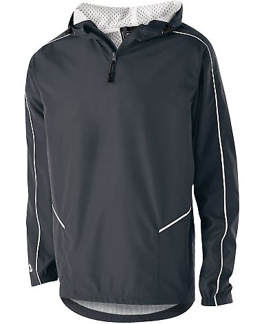 Holloway 229016 Wizard Hooded Quarter-Zip in Carbon/ white front view