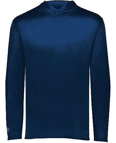 Holloway 222830 Momentum Hooded Long Sleeve T-Shir in Navy front view