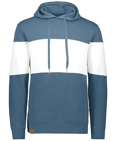 Holloway 229563 All-American Fleece Colorblocked H in Storm heather/ white front view