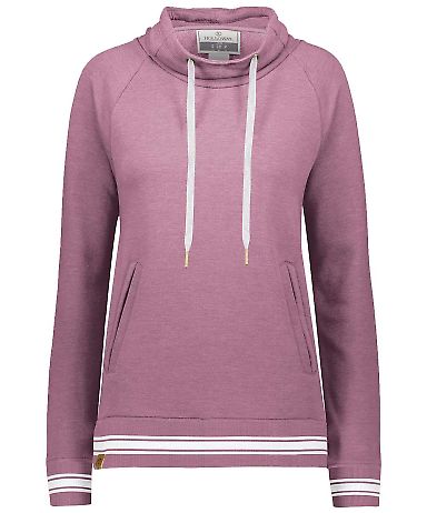 Holloway 229763 Women's All-American Fleece Funnel in Dusty rose heather/ white front view