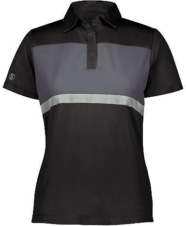 Holloway 222776 Women's Prism Bold Polo in Black/ carbon front view
