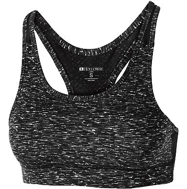 Holloway 223300 Women's Vent Sports Bra in Black space dye front view