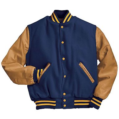 Holloway 224183 Varsity Wool Jacket in Dark royal/ light gold front view