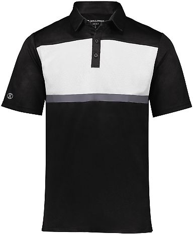 Holloway 222576 Prism Bold Polo in Black/ white front view