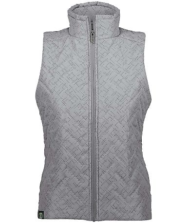 Holloway 229713 Women's Repreve® Eco Quilted Vest in Tundra haze print front view