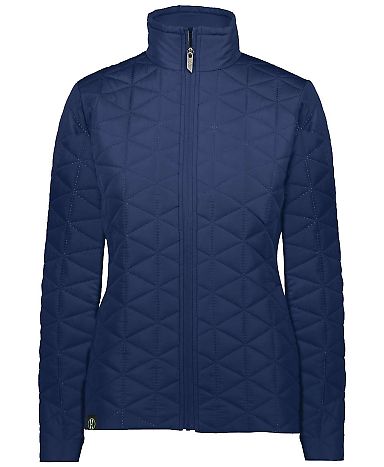Holloway 229716 Women's Repreve® Eco Quilted Jack in Navy front view