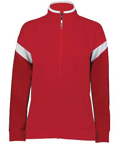 Holloway 229779 Women's Limitless Full-Zip Jacket in Scarlet/ white/ scarlet front view