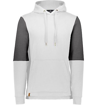 Holloway 222581 All-American Team Fleece Colorbloc in White/ carbon heather front view