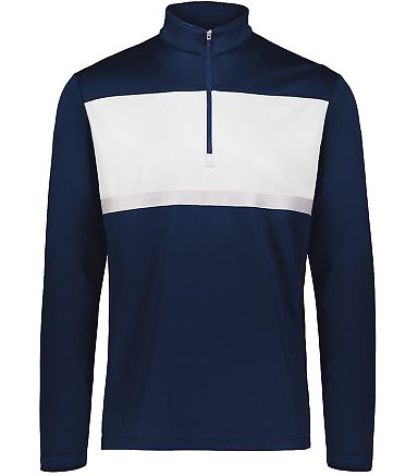 Holloway 222591 Prism Bold Quarter-Zip Pullover in Navy/ white front view