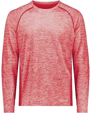 Holloway 222570 Electrify CoolCore® Long Sleeve T in Scarlet heather front view