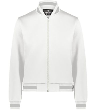 Holloway 223747 Women's V-Street Full-Zip Jacket in White/ athletic heather front view