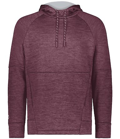 Holloway 223580 All-Pro Performance Fleece Hooded  in Maroon heather/ silver front view