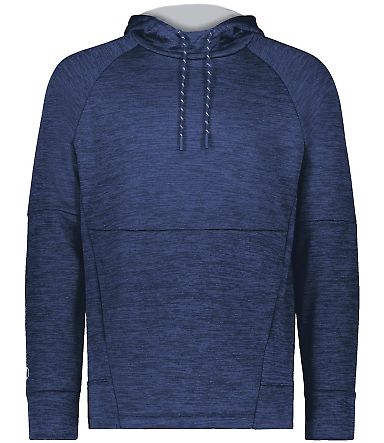 Holloway 223580 All-Pro Performance Fleece Hooded  in Navy heather/ silver front view