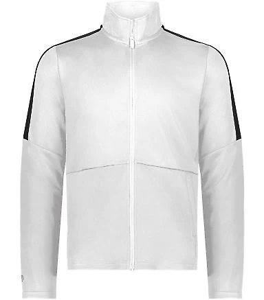 Holloway 223630 Youth Crosstown Full-Zip Jacket in White/ black front view