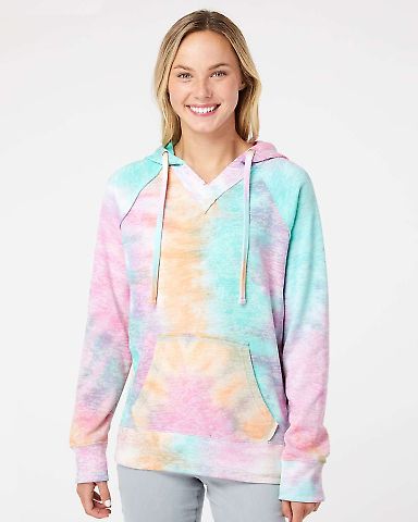 MV Sport W1162 Women’s Courtney Burnout V-Notch in Rainbow sorbet front view