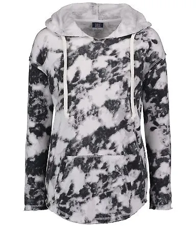 MV Sport W17122 Women's Angel Terry Nora Pullover in Greyscale tie dye front view