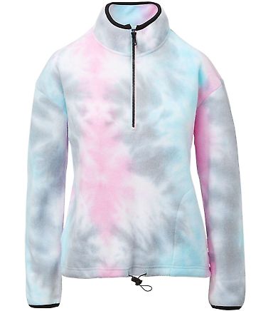 MV Sport W21138 Women's Aurora Polar Fleece Quarte in Pastel tie dye front view
