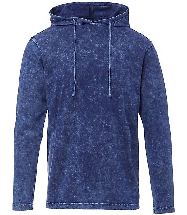 MV Sport 21456 Loco Mineral Wash Hooded Long Sleev in Navy mineral wash front view