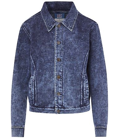 MV Sport W23119 Women's Mila Acid Wash Denim Terry in Denim front view