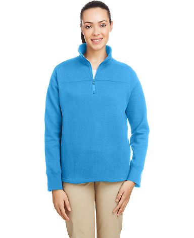 Nautica N17397 Women's Anchor Fleece Quarter-Zip S in Azure blue front view