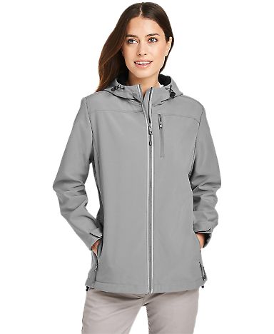 Nautica N17790 Women's Wavestorm Hooded Soft Shell in Graphite front view