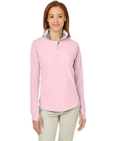 Nautica N17925 Women's Saltwater Quarter-Zip Pullo in Sunset pink front view