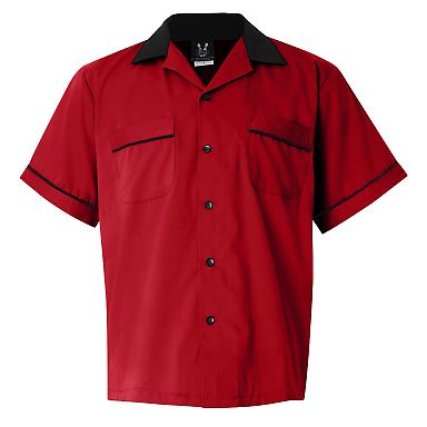 Hilton HP2244 GM Legend Bowling Shirt in Red/ black front view