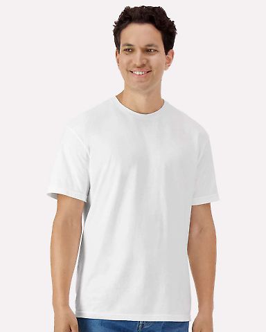 Gildan 3000 Unisex Light Cotton T-Shirt in White front view