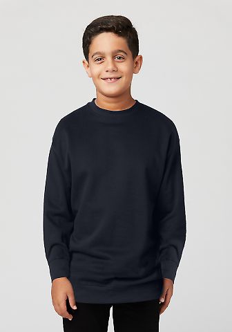Cotton Heritage Y2460 Youth Crew Neck Fleece in Navy blazer front view
