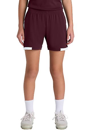 Sport Tek YST442 Sport-Tek Youth Club 5 Short in Mar/white front view