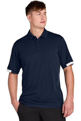 Sport Tek ST444 Sport-Tek Club Colorblock Polo in Trnv/white front view