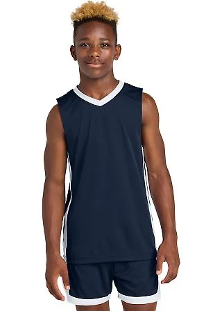 Sport Tek YST900 Sport-Tek Youth Rival Basketball in Trnv/white front view