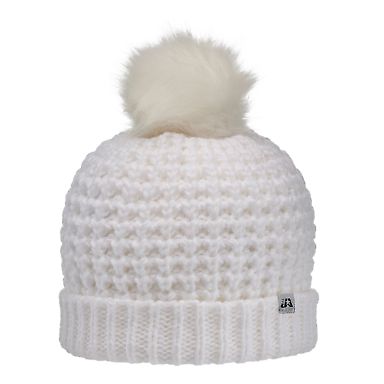 J America TW5005 Slouch Bunny Knit Cap in White front view