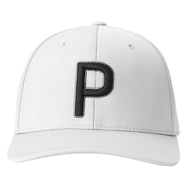 Puma 22537 P Snapback Golf Cap in Bright white front view