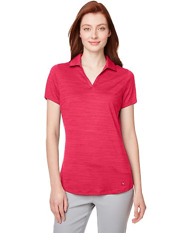 Puma 597695 Women's Cloudspun Free V-neck Polo in Teaberry heather front view