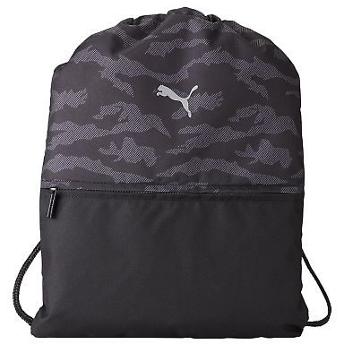 Puma 78121 Camo Drawstring Backpack in Puma black front view