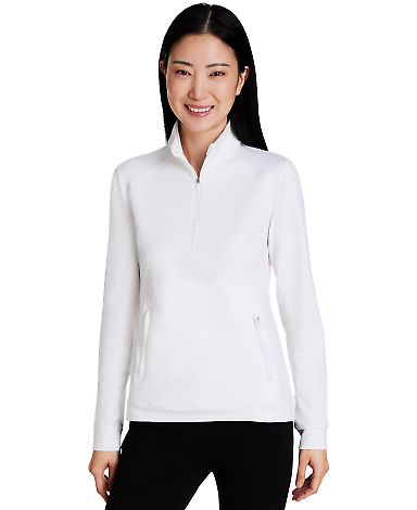 Puma 535516 Women's Cloudspun Rockaway Quarter-Zip in Bright white front view