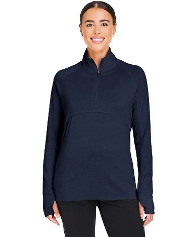 Puma PG400W Women's Bandon Quarter-Zip Pullover in Navy blazer front view